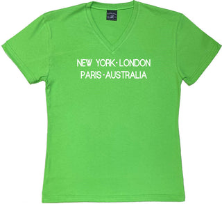 Buy lime-v-neck New York London Paris Australia - Ladies V-neck &amp; Round Neck T-shirts