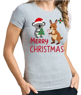 Christmas Koala & Kangaroo - Ladies Slim Fit T-shirt
