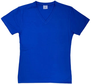Buy royal-blue 112V Ladies Plain V-Neck T-shirt