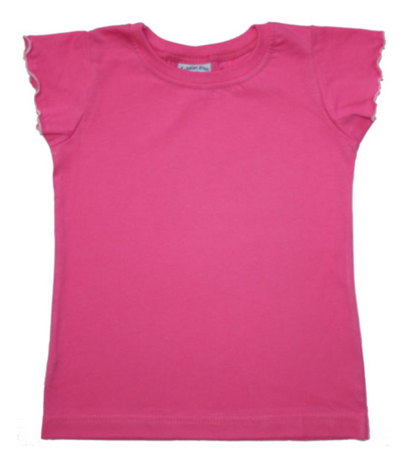 443 Plain Girls Frilled Sleeve T-shirt