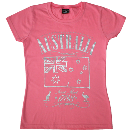 CER Aust Flag Metallic - Ladies Slim Fit T-shirt