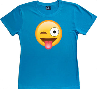 Buy aqua-winking-emoji Emoji Symbols - Ladies T-shirt