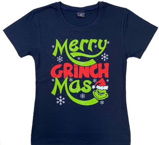 Buy merry-grinch-mas-navy Christmas Grinch - Ladies T-shirts