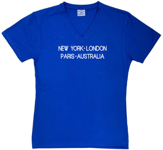 Buy royal-v-neck New York London Paris Australia - Ladies V-neck &amp; Round Neck T-shirts