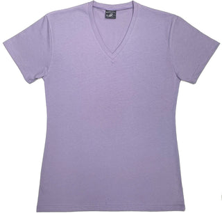 Buy dusty-lilac-new 112V Ladies Plain V-Neck T-shirt