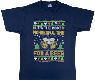 Buy knitted-beer-navy Christmas Beer - Adult t-shirts