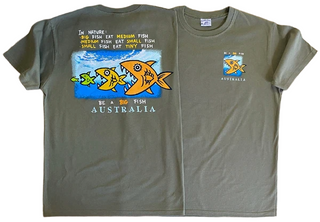 Buy khaki AIF Be A Big Fish - Adult T-shirt