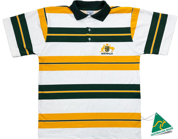 AWF447 Australia Crest Striped Polo