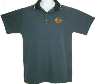 Buy charcoal-with-jacquard-collar AWF 449 Australia Crest Polo