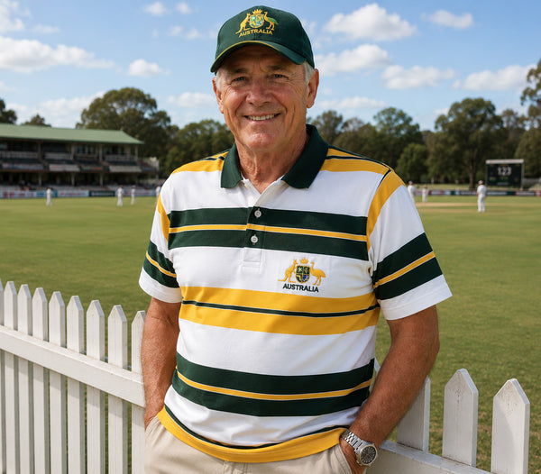 AWF447 Australia Crest Striped Polo