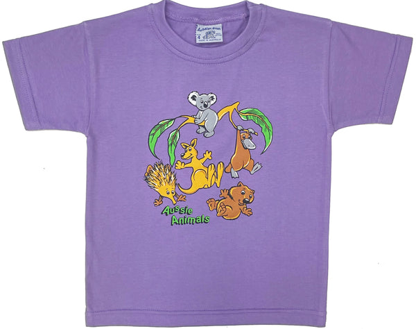 BDW Tumbling Animals Puff Print - Kids T-shirt