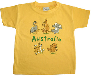 Buy yellow BGP Australia 5 Puff Animals - Kids T-shirt