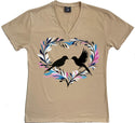 112V Heart Birds Ladies V-Neck T-shirt