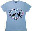 112V Heart Birds Ladies V-Neck T-shirt