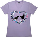 112V Heart Birds Ladies V-Neck T-shirt