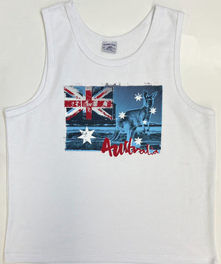 Buy ceu-kangaroo-flag-white 227 Adult Singlet Printed