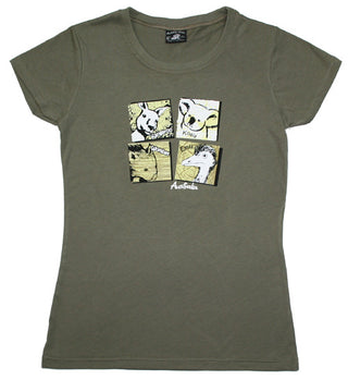 CJP 4 Square Animals - Ladies Slim Fit T-Shirt