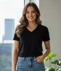 112V Ladies Plain V-Neck T-shirt