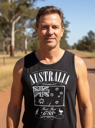 227 Printed - Adult Singlets (Aust Flag Outline)