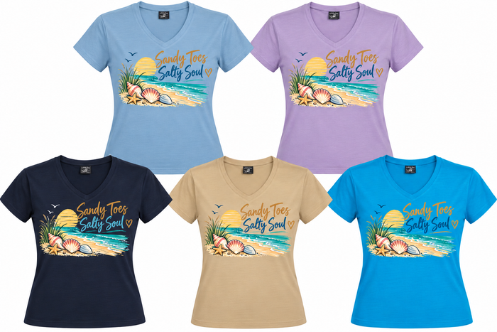 Sandy Toes, Salty Soul - Ladies V-neck T-shirts