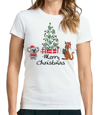 Aussie Christmas Tree - Ladies Slim Fit T-shirt