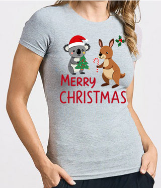 Christmas Koala & Kangaroo - Ladies T-shirt