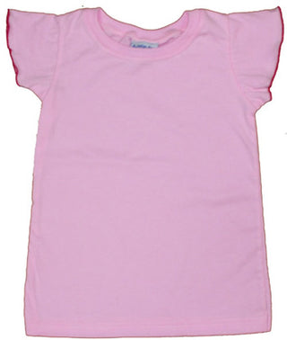 443 Plain Girls Frilled Sleeve T-shirt