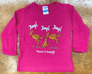 Buy hot-pink GM Jump Kangaroo Girls Long Sleeve T-shirt